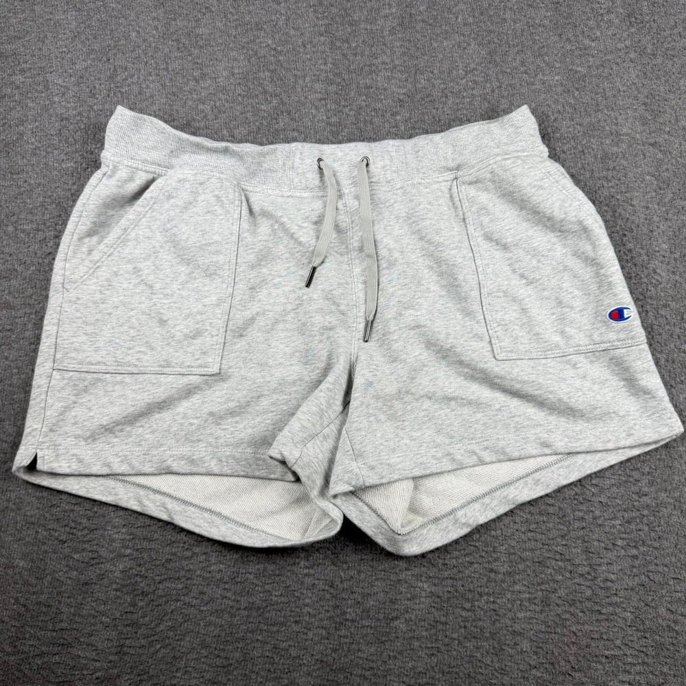 Champion Womens Heather Gray French Terry Athletic Lounge Shorts QM6901 1X